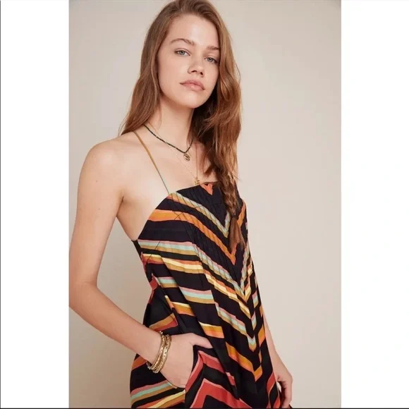 Anthropologie Multicolor Chevron Midi Slip Dress - Picture 2 of 8